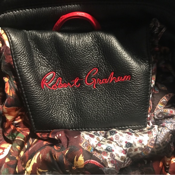 Robert Graham  Black Leather Racer Jacket Men Size Small New Without Tags - Picture 2 of 7